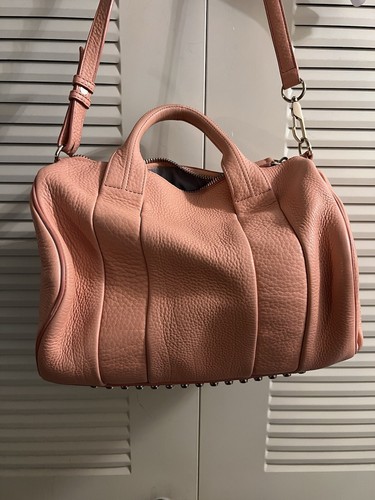 ALEXANDER WANG Taupe Pink Leather Studded Bottom Rocco Satchel Duffel Bag - Picture 5 of 19