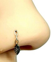 Feder Nasenstecker An Kette 22 G (0,6 Mm) 925 Sterling Silber Kugelende Schmuck
