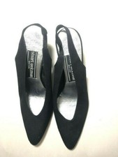 Vintage Stuart Weitzman New York Slingback Black Heels Fabric 7.5B Great cond.