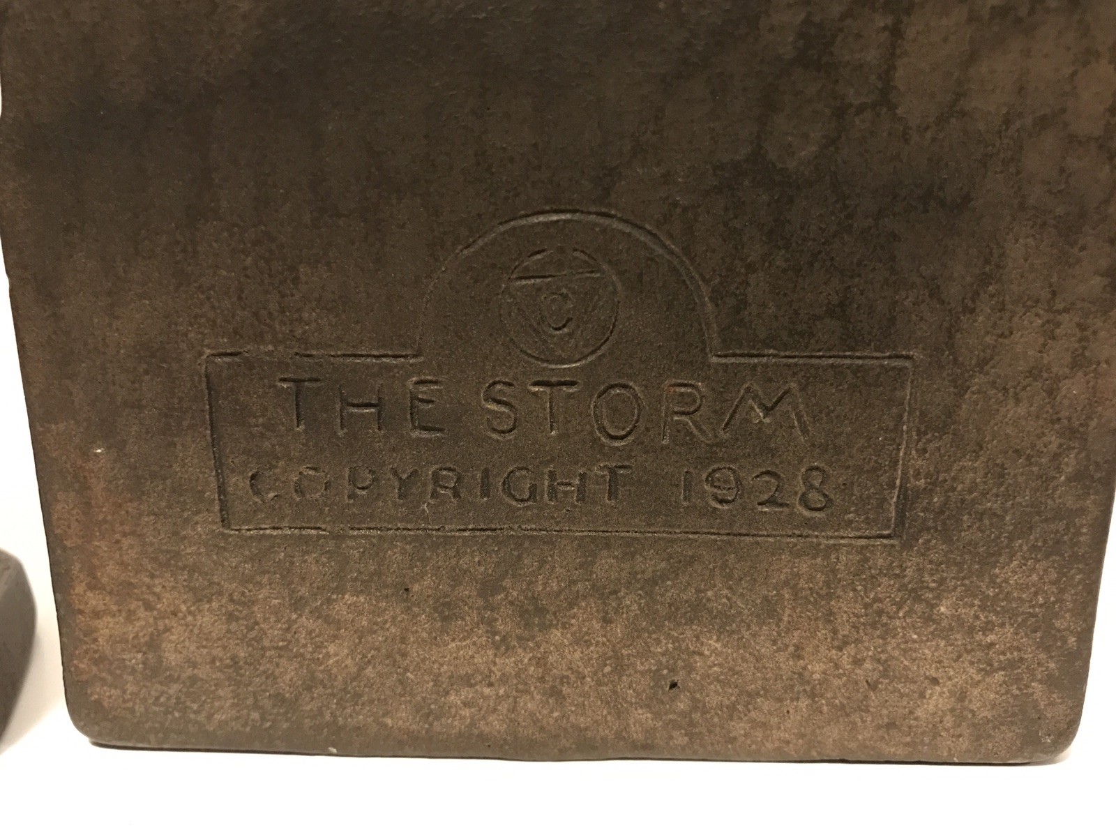 ANTIQUE 1928 THE STORM Bookends CONNECTICUT FOUNDRY Co CAST