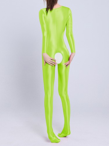 Womens Glossy Long Sleeve Full Body Jumpsuit Crotchless Catsuit Stretchy Cutout - Bild 65 von 93