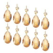 10x Teardrop Crystal Chandelier DIY Crafts Chandelier Prisms 60mm Long Gold Tone