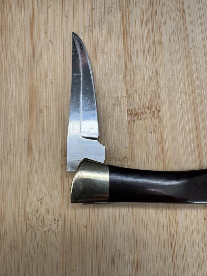 Vintage 70s-80s Browning USA Large 5" Wood Handle Lockback Folding Pocket Knife - Image 4 of 4