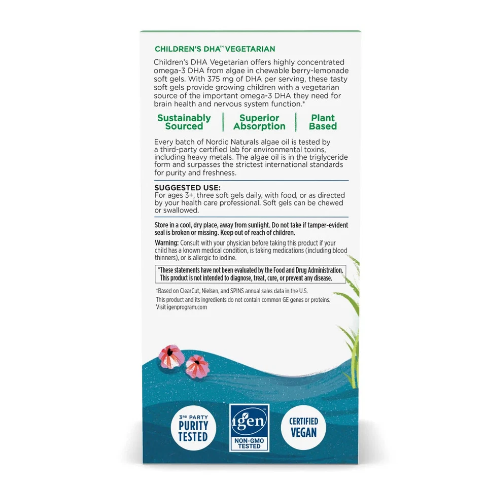 Géis gelatinosos vegetarianos infantis Nordic Naturals DHA - 120 unidades - Imagem 3 de 4