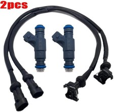 SET OF 2 Fuel Injector with Pigtail Harness Compatible with Polaris Ranger RZR