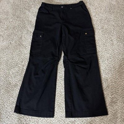 Princess Polly Pants Womens 8 Black High Rise Wide Leg Cargo Utility Pocket