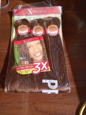 Brown OUTRE BRAIDS X-PRESSION KANEKALON 3X PRE STRETCHED ULTRA BRAID 52''