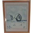 Le Rendez-vouz Print by Ronald Searle Signed Art Print Snail Design Framed