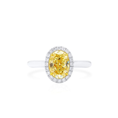 Natural Fancy Yellow Diamond Ring 1.71 Ct Oval Cut VVS2 GIA Certified 18K Gold - Bild 1 von 9