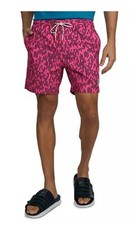 Psycho Bunny XL Pink Black Carson Broken Striped Logo Swim Trunks Board Short 6  