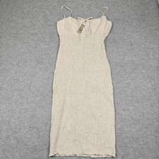 J.Crew Dress Womens 4 Beige Linen Smocked Sweetheart Sundress Knee Length New