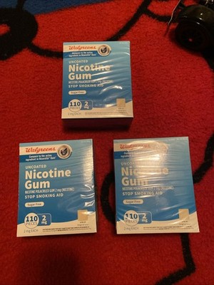 3 Nicotine Walgreen gum uncoated 2mg 110ct ORIGINAL sugar free 08/2026 Nicotine