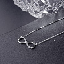 Infinity Halskette Silber Zirkonia Damen Schmuck Geschenk Liebe Unendlichkeit