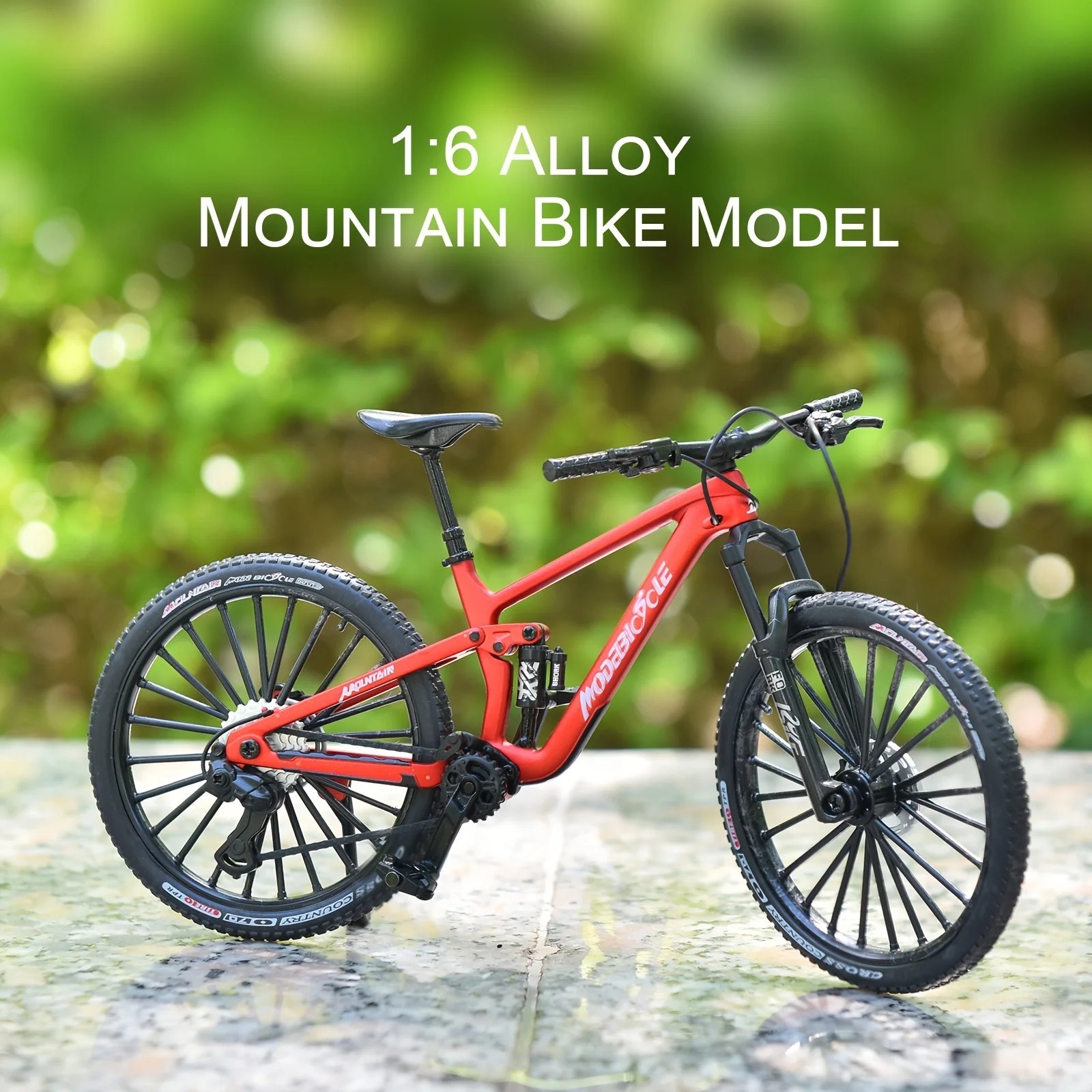 1:6 Alloy Mountain Bike Model Toy &ndash; Realistic Gear, Shocks, Rubber Tires Gift