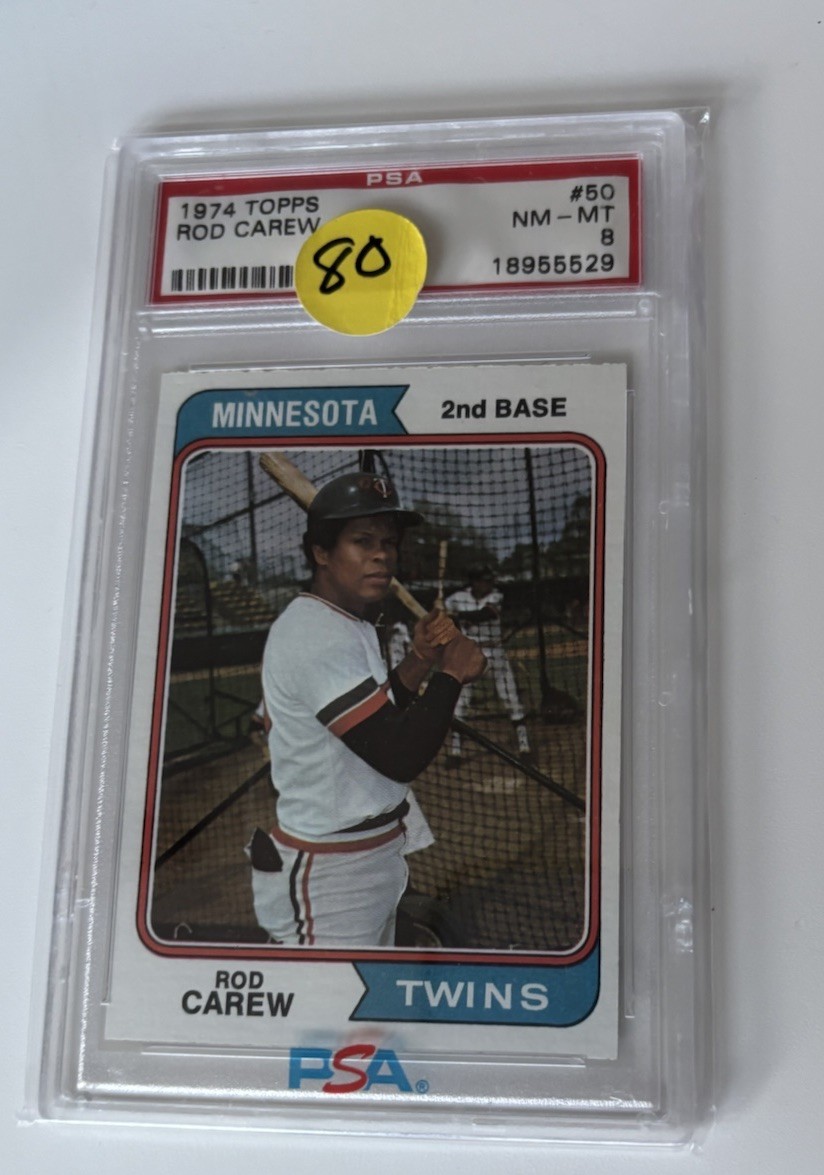 1974 Topps #50 ROD CAREW HOF Minnesota Twins Angels PSA 8