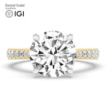 Round Diamond Engagement Ring 14k Yellow Gold Labgrown 3.45 Ct Solitaire