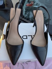 ALDO Black Leather Pointed Toe Slingback Strappy Stiletto Heels US 8