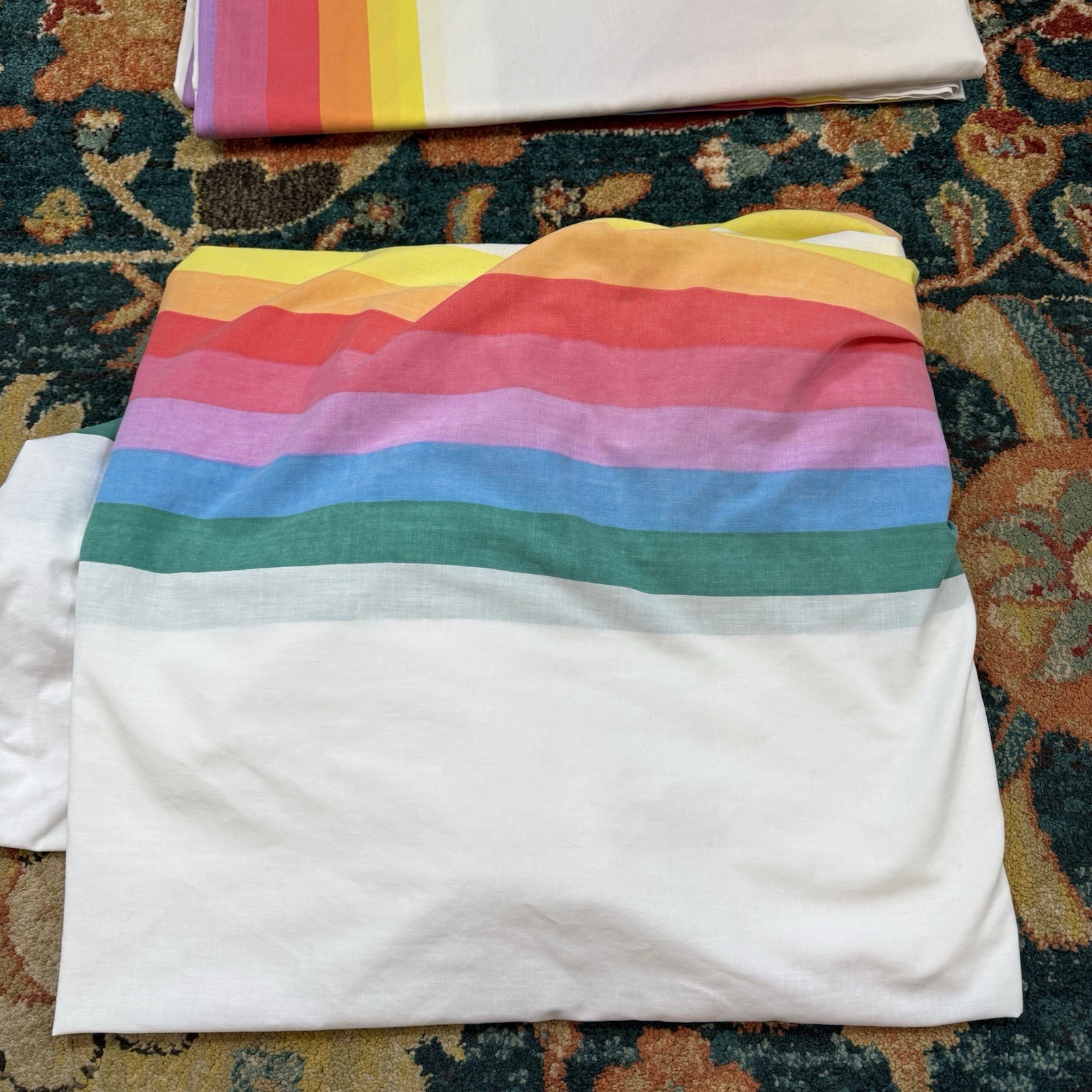 Vtg Wamsutta Rainbow Queen Flat Sheet, Fitted Sheet & Pillowcase Stranger Things
