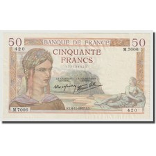 [#644593] France, 50 Francs, Cérès, 1937, 1937-11-04, UNC, Fayette:18.4, KM:85, 