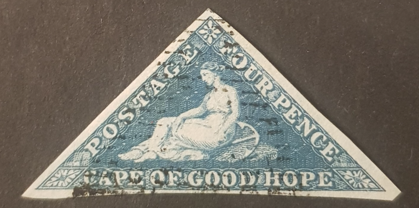 CAPE OF GOOD HOPE: 1853 4d Deep Blue (SG 4) Triangle, Slightly Blued ...