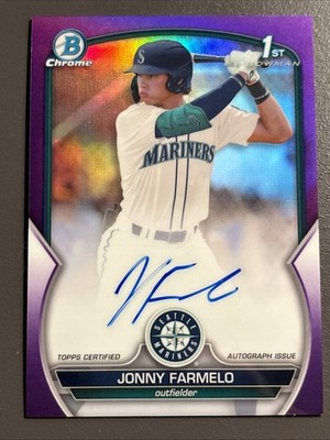 2023 Bowman Chrome Draft Auto Jonny Farmelo 1st Purple Refractor Auto /250 RC