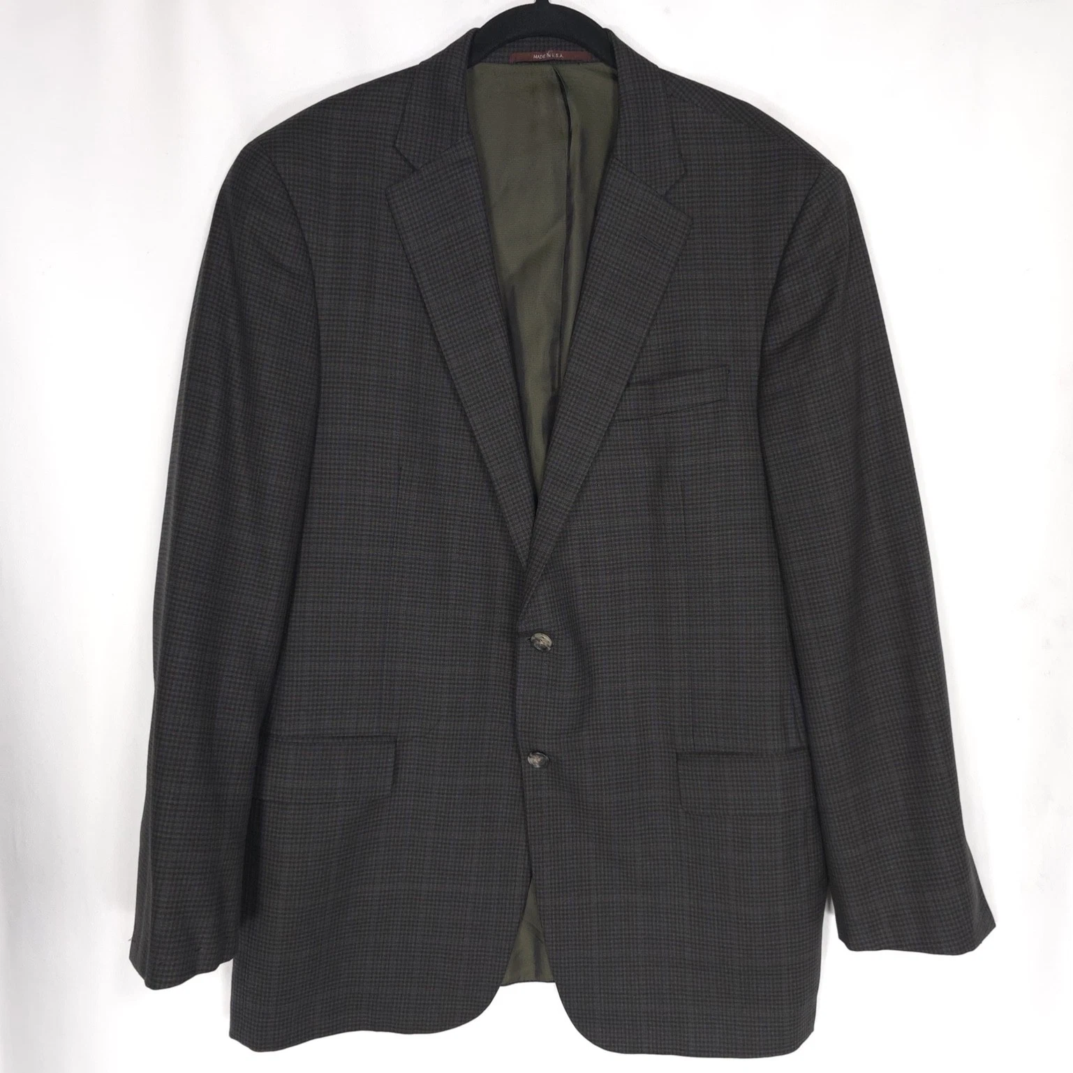HICKEY FREEMAN 1899 USA Worsted Wool Blazer Jacket Sport Coat Brown 44L Beacon - product detail image 9