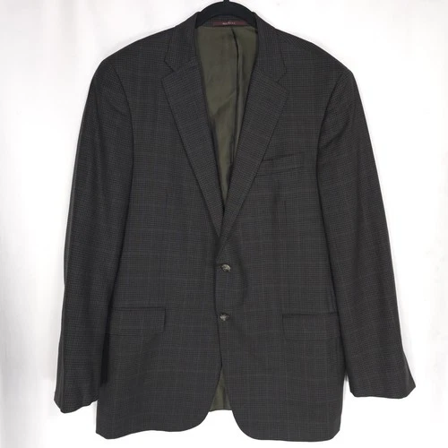 HICKEY FREEMAN 1899 USA Worsted Wool Blazer Jacket Sport Coat Brown 44L Beacon image 9