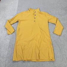 Ladies Shirt Dress Yellow 3XL Long Sleeve Collared Cotton Polyester Mix Plain