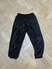 Next Girls Black Sequin Velvet Jogger Trousers Party 9 Years