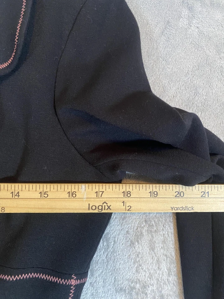 Bebe Blazer Mujer 10 Negro Rosa Borde Botón Chaqueta Hecha en EE. UU. Forrada Oficina Carrera Foto 3 de 4