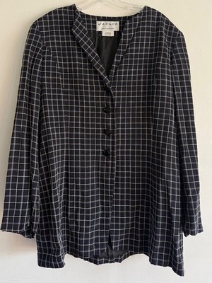JAEGER BLUE & WHITE STRIPE LONG JACKET BLAZER SIZE:18