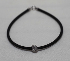 Bracciale Caucciù e Oro Bianco Titolo 750 -ref gf022-