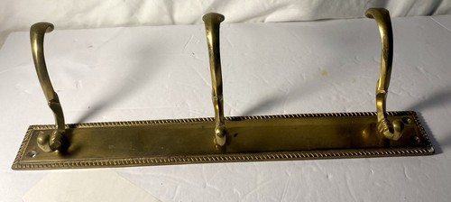 Vintage Brass Wall Mount Coat Rack - 3 Hooks