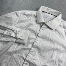 Eton Contemporary Fit White Twill Dress Shirt Mens 17.5 44 Long Sleeve Business