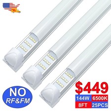 25Pack Led Shop Light 8Ft 144W Milky Cover 6500K 4Row Ceiling Tube Light Fixture