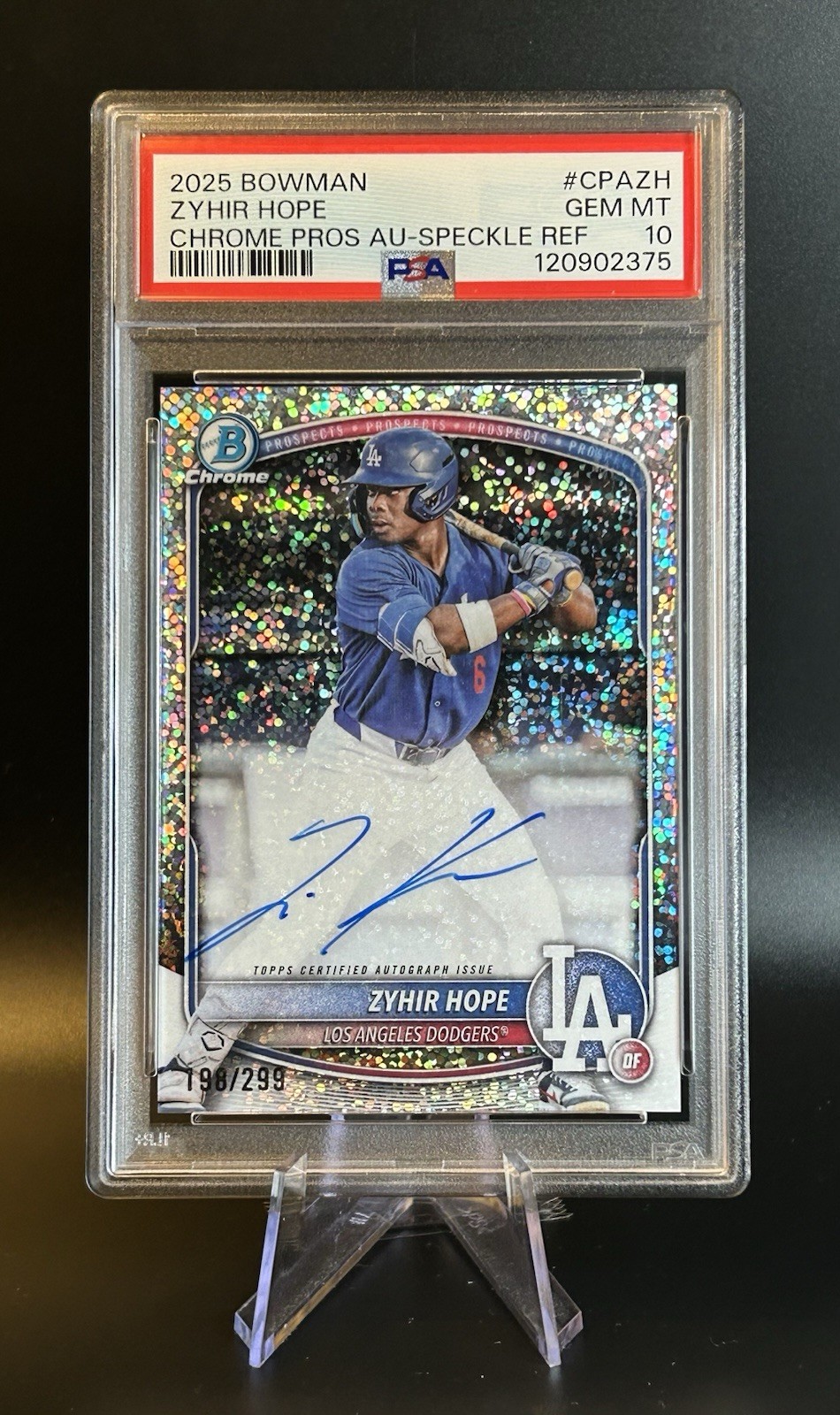 2025 Bowman Chrome Zyhir Hope Speckle Refractor Auto /299 CPA-ZH PSA 10