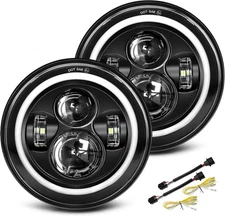 UNI-SHINE Black 2pcs 7 inch Led Headlight Round DOT Approved H6024 