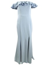Xscape Women's Ruffled Off-The-Shoulder Gown (2, Sky Blue)