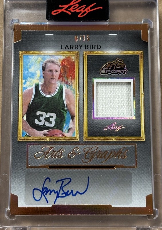 Larry Bird Auto /15 Game Used Relic Encased - 2026 Leaf Art Of Sport AG-LB1