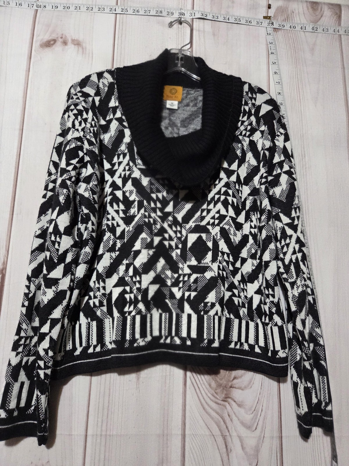 Ruby Rd Sweater Womens Medium Geometric Cowl Neck… - image 1