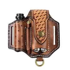 Tourbon Men's EDC Leather Pouch for Belt Multitool Sheath Folding Pocket Tool...