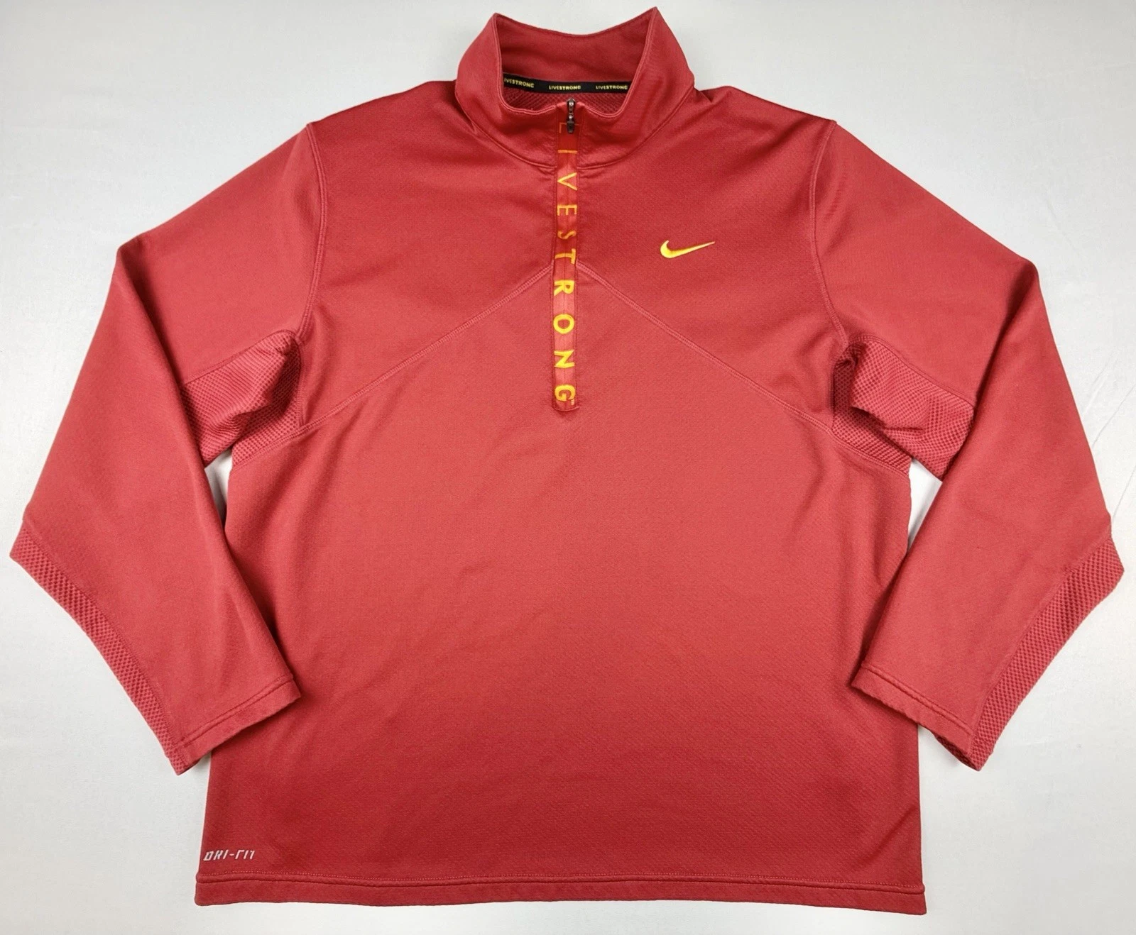 Nike Dri Fit Livestrong 1/4 Zip Pullover Mens XL Red Athletic Running Top