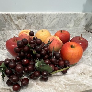 Multicolor Artificial Fruit Assortment w/ Grapes Apples Peaches