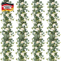 KüNstliche Blumengirlande Hochzeit Eukalyptus Rosen 180Cm Dekoration FüR Feiern
