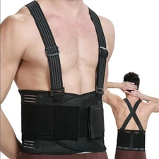 NeoTech Care Adjustable Back Brace Lumbar Support Belt with Suspenders Black M