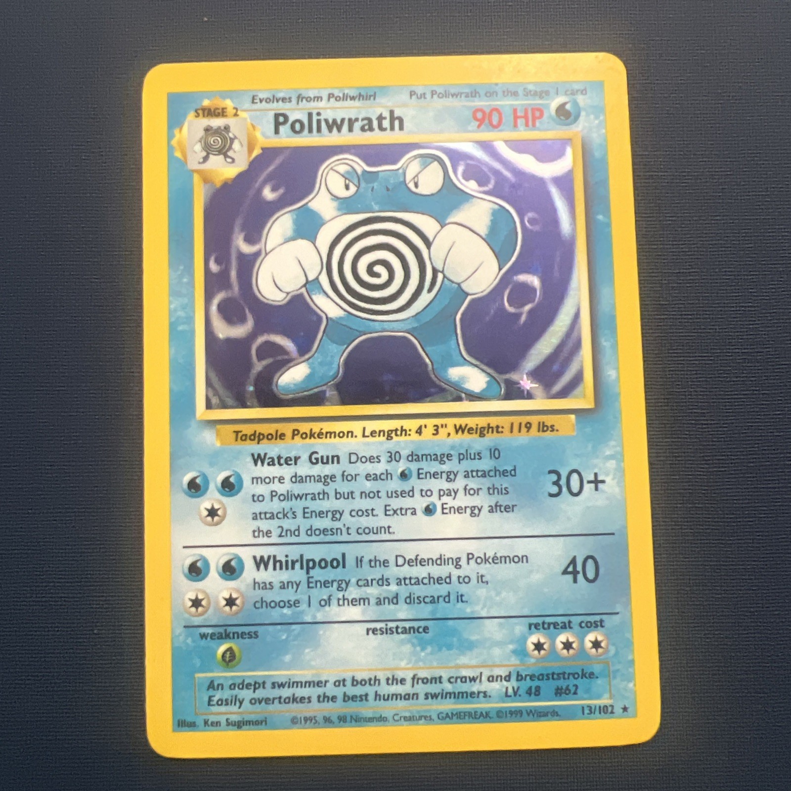 Poliwrath 013/102 Base Set Holo Rare Vintage 1999 Pokémon TCG Card MP
