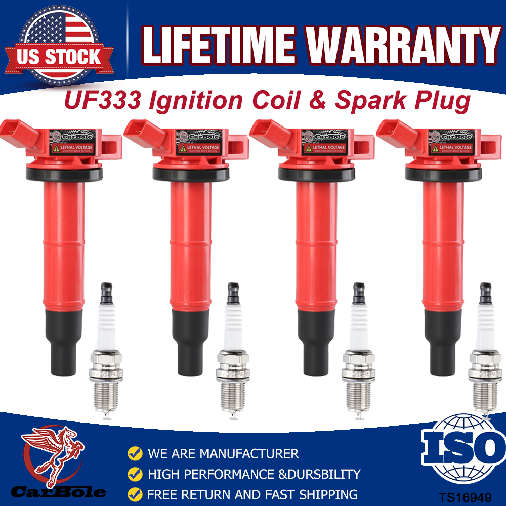 High-Performance 4X Ignition Coils & Spark Plugs for Toyota RAV4 Camry Lexus Scion 2.4L UF333
