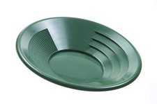14" Gold Panning Pan - Dual Riffles for Easier Mining and Prospecting green