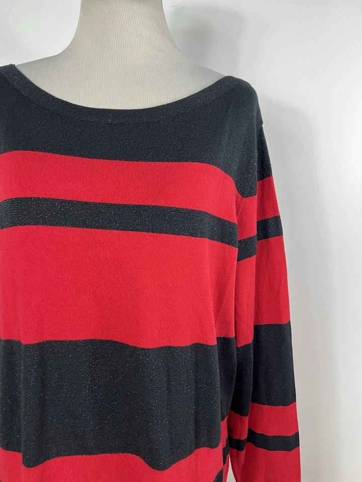 Camisa Jones New York 1X malha listra preta vermelha leve manga longa J6 - Imagem 3 de 4