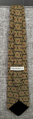 Vintage The Metropolitan Museum of Art Men's Silk Neck Tie Gold Geometric 1990s - Picture 2 of 6